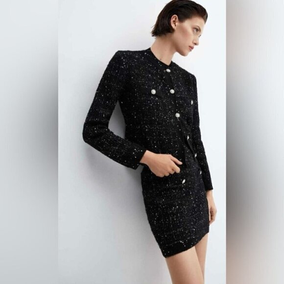 Mango - Ladies, Tweed Cardigan with Jewel Button - Black. Size: S. NWT - Picture 11 of 16